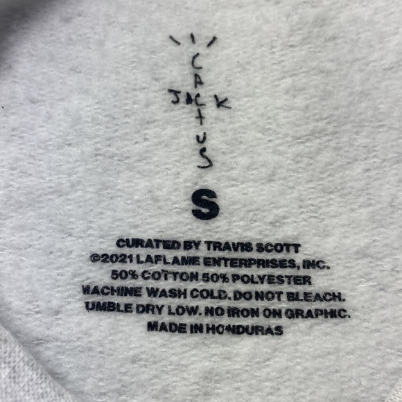 Cactus Jack by Travis Scott Grey Staff Crewneck Long sleeve Size: S - Picture 3 of 4